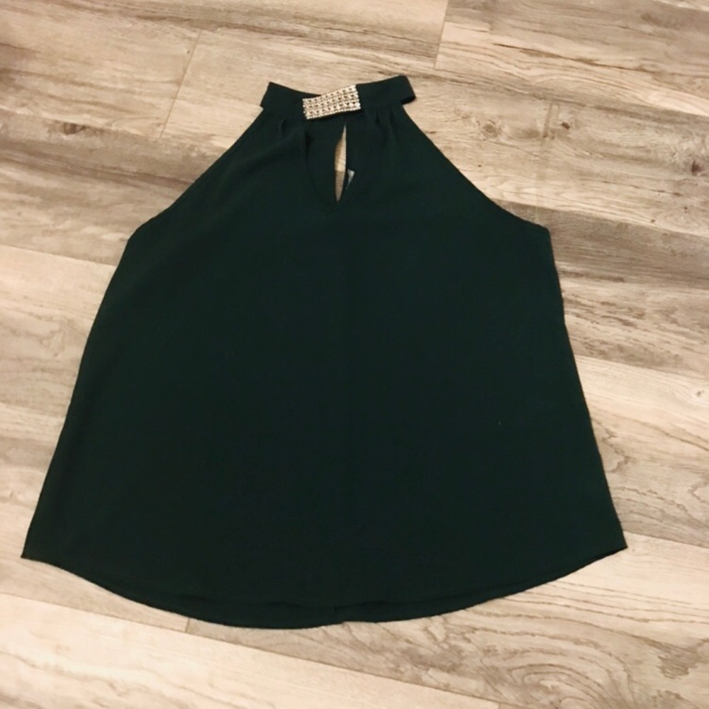 Deep Green Cold Shoulder Dressy Top